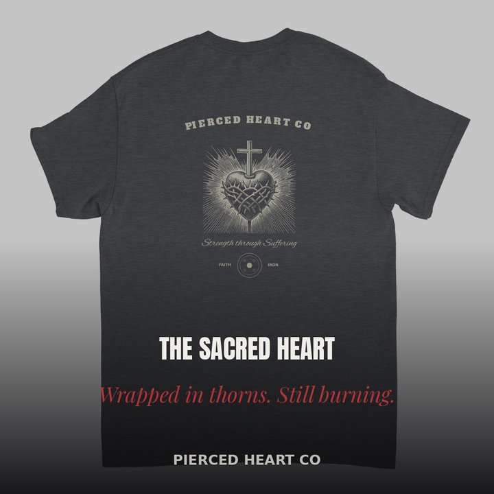 Pierced Heart Co Instagram post — Sacred Heart tee product shot